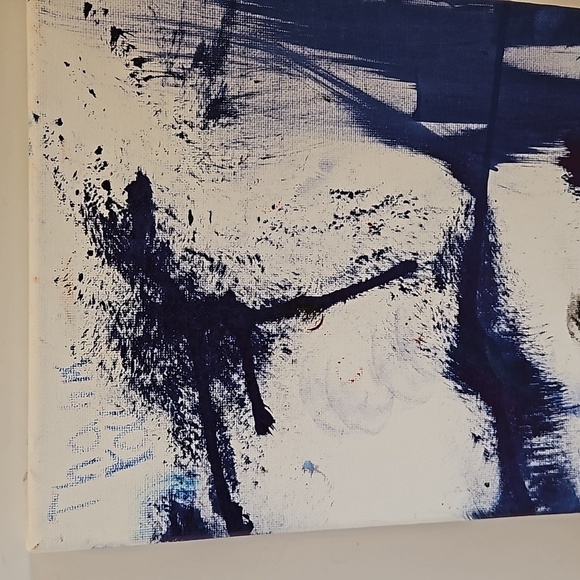 Hand Crafted Thank you Painting 8"x 10" on white upcycled canvas Blue Floral Art - Picture 6 of 12